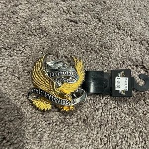 A Harley Davidson belt buckle.